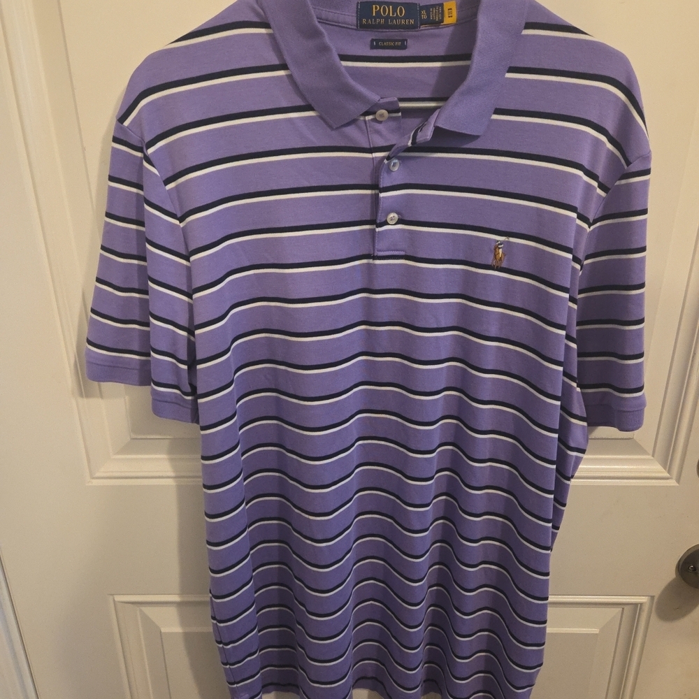 Polo‎ by Ralph Lauren Purple Striped Men's Polo Shirt
